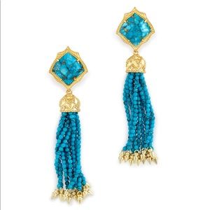 Misha Statement Earrings Bronze Veined Turquoise